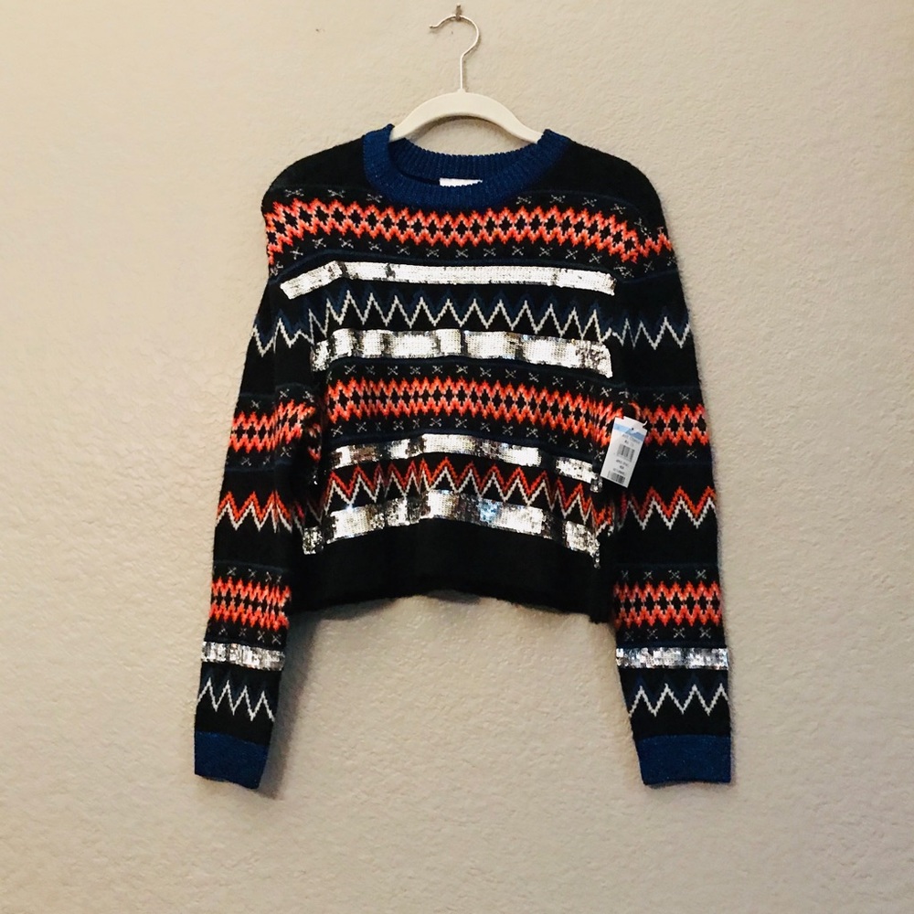 TopShop Sequin Stripe Fair Isle Jumper Sweater 6 - Picture 4 of 4